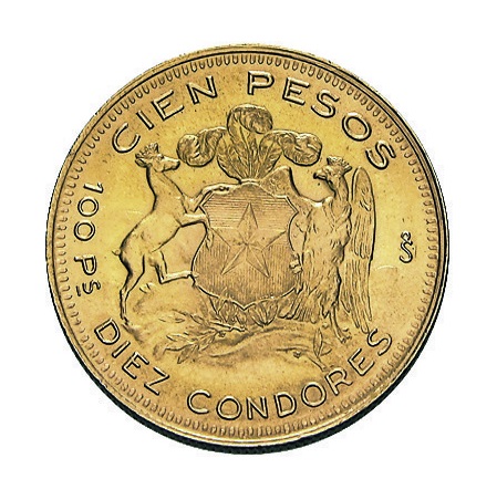 100 Pesos Chile Goldmünze Rückseite