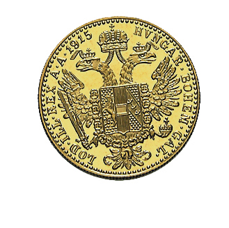 Rückseiteseite Gold Österreich Münze 1 Dukaten  