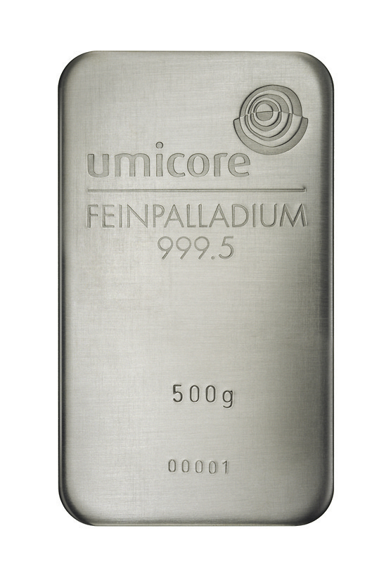 500g Umicore Palladiumbarren