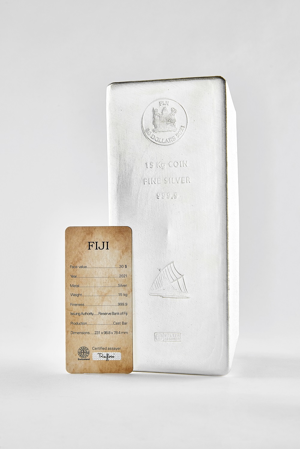 15000 g Silber Fiji Münzbarren (Argor-Heraeus)