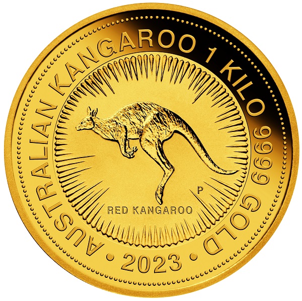 Australian Kangaroo Goldmünze 1 Kilo Vorderseite