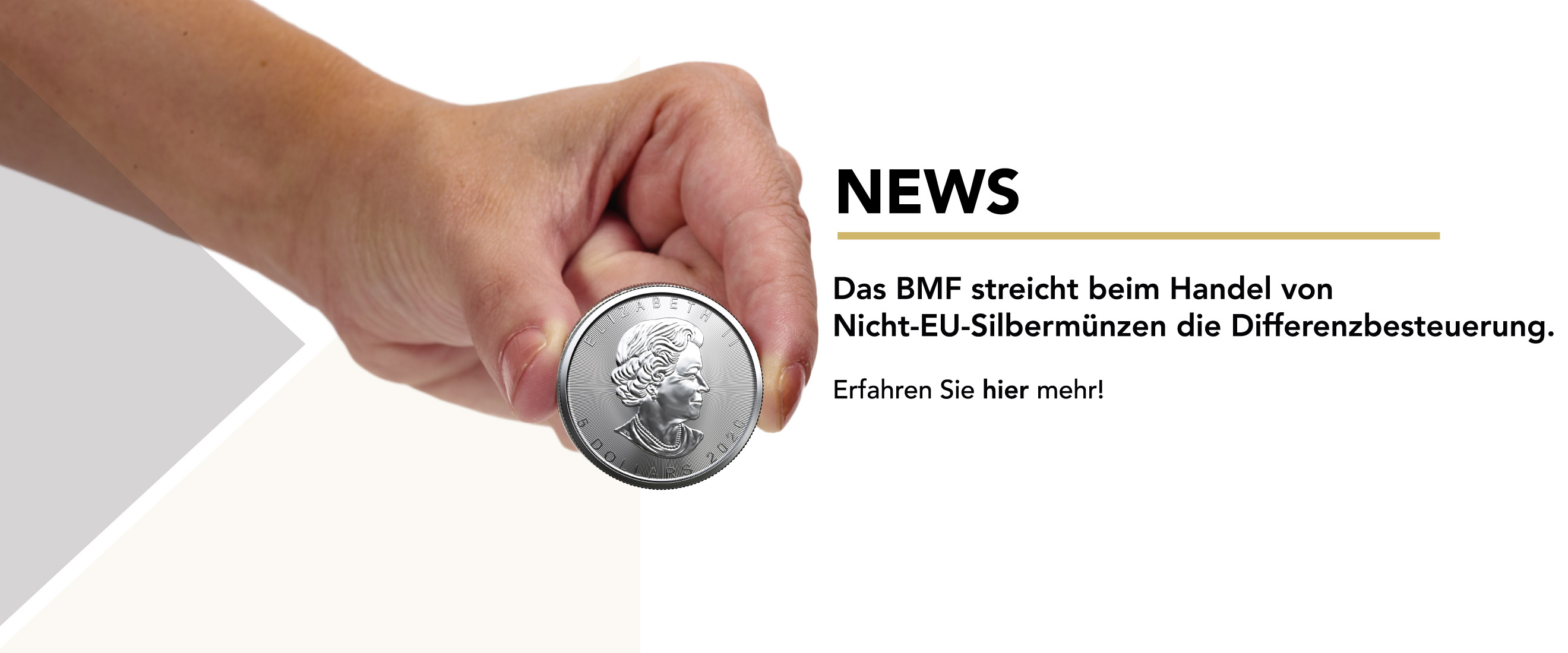 Hand hält Münze, News