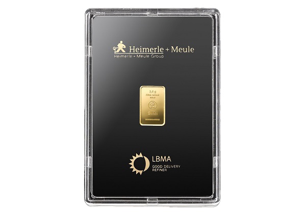 goldbarren von Heimerle und Meule, 2,5gramm gold