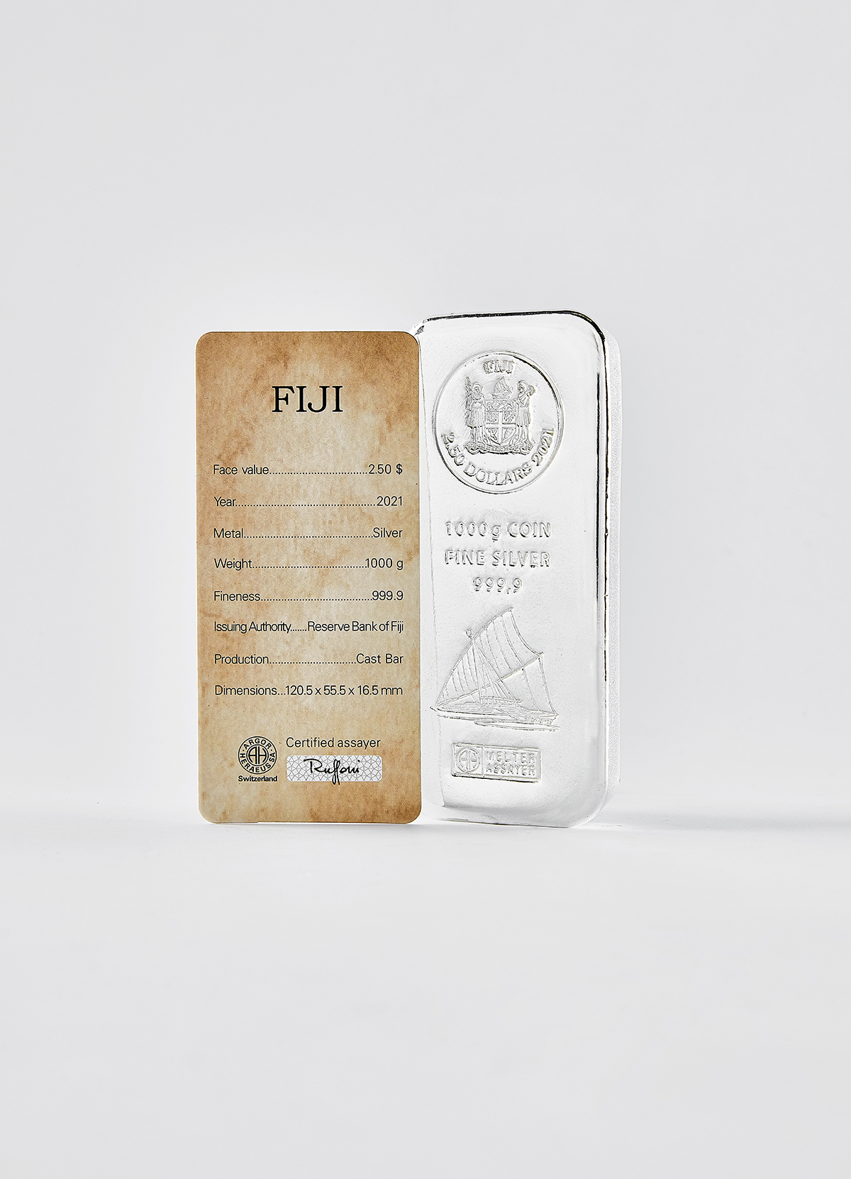1000 g Silber Fiji Münzbarren (Argor-Heraeus) 