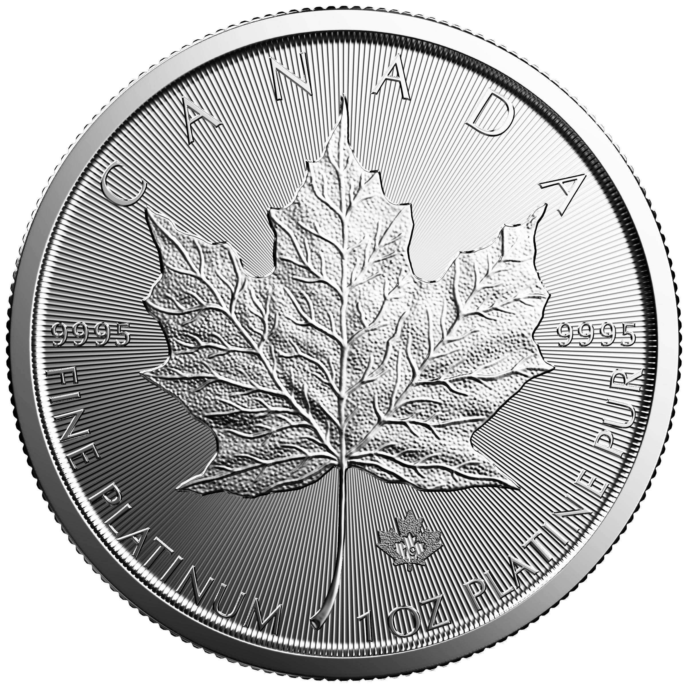 50 Dollar Maple Leaf - 1Unze Platin - Rückseite