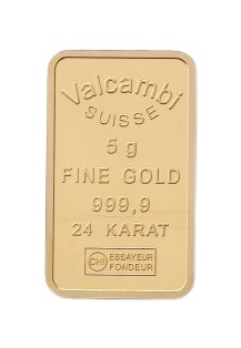 5g Goldbarren Valcambi Vorderseite