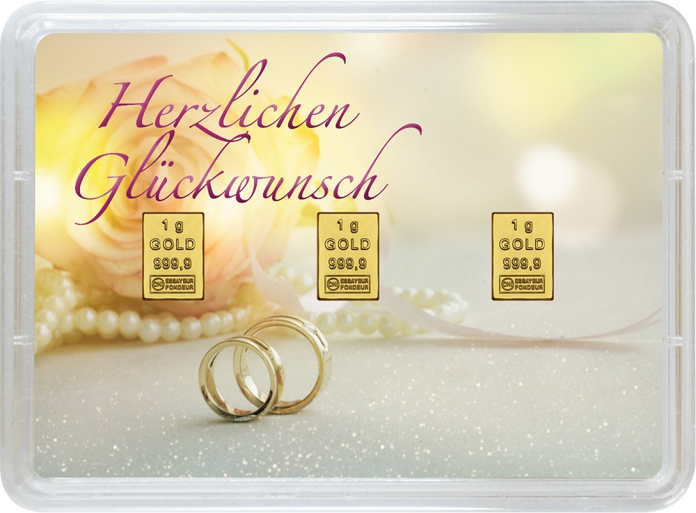 Hochzeit Goldbarren 3 x 1 g