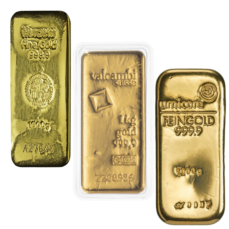 1kg Goldbarren gegossen diverse Hersteller LBMA zertifiziert