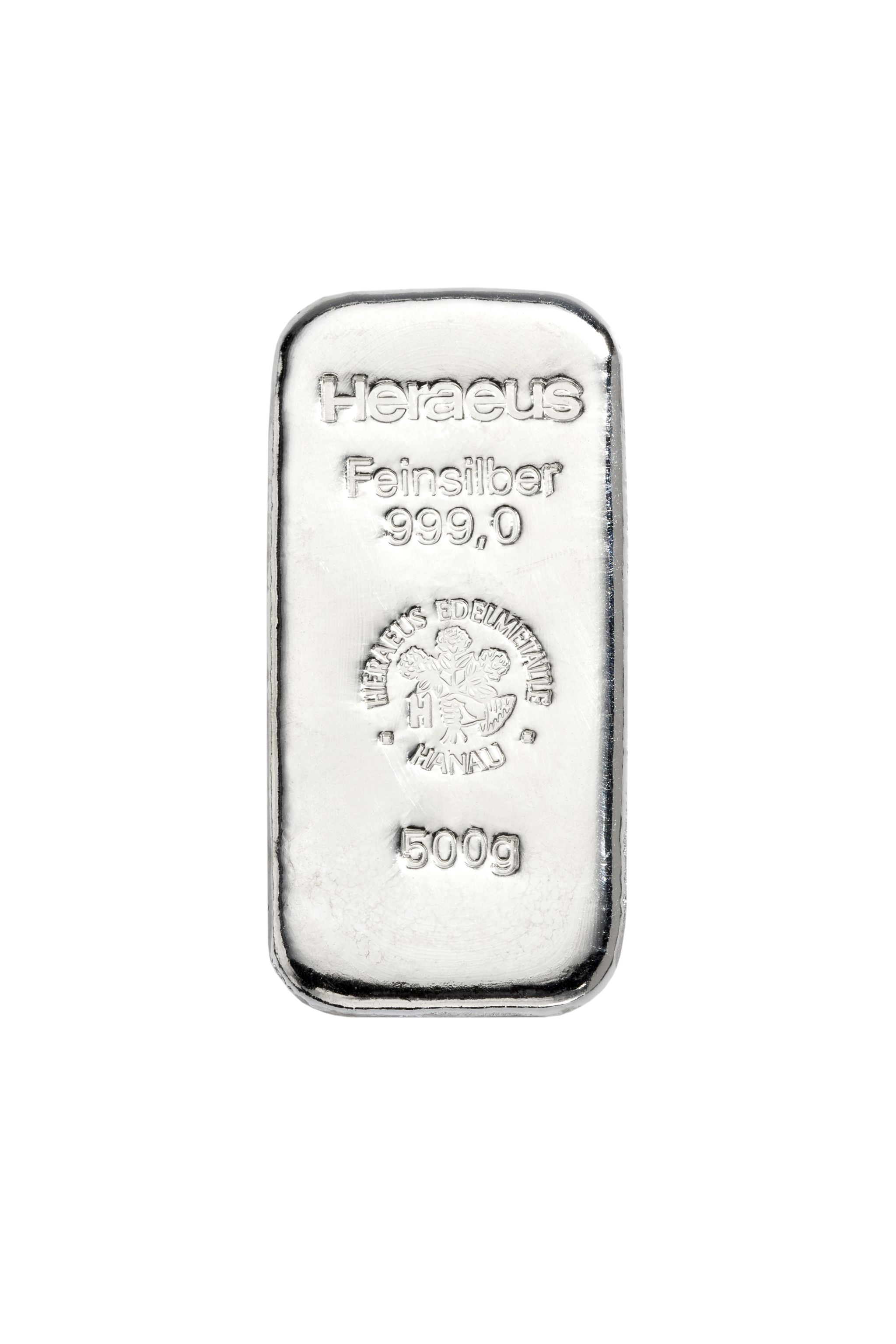 500g Heraeus Silberbarren