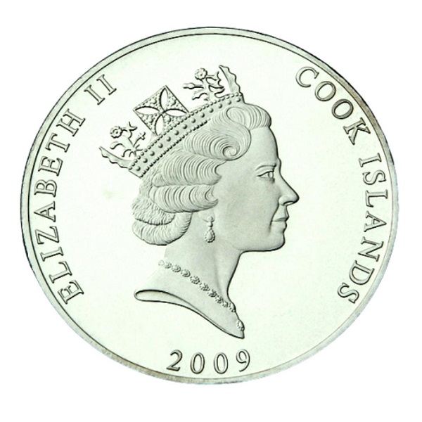 Palladium Cook Island Münze Vorne 2009 Elizabeth die Zweite Kopf