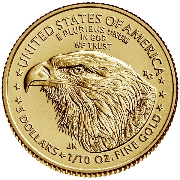5 Dollar American Eagle - zehntel Unze Gold - Vorderseite 2021 Adlerkopf