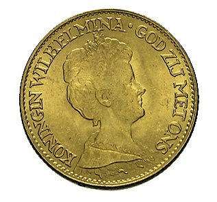 10 Gulden Wilhelmina Niederlande Goldmünze Motivseite