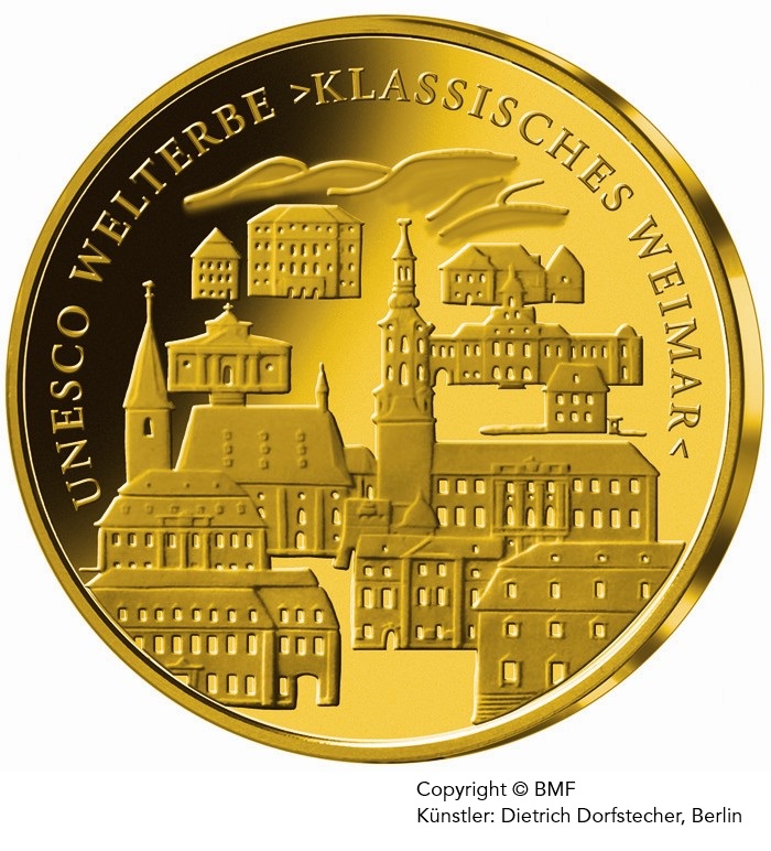 Goldeuro 100 Euro Münze 2006 Weimar Vorderseite