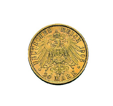 Deutsches Kaiserreich 20 Mark Wilhelm II Rückseite
