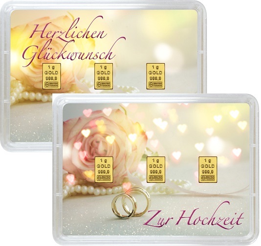 Hochzeit Goldbarren 3 x 1 g