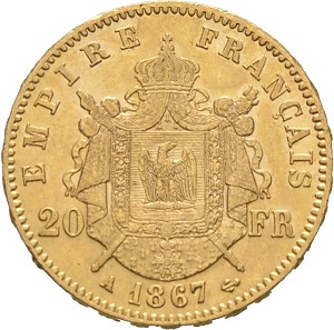 20 Franc Napoleon III Goldmünze