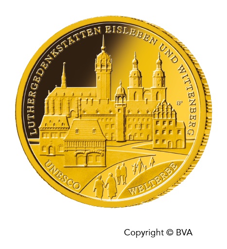 Goldeuro 100 Euro Goldmünze 2017 Luthergedenkstätten Vorderseite