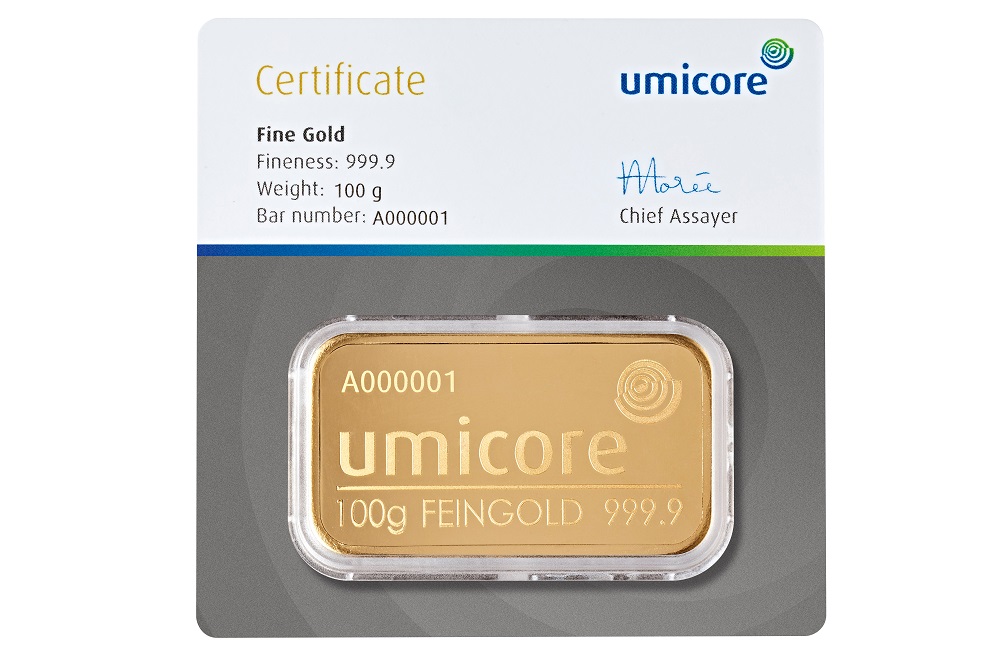 Goldbarren Umicore 100g