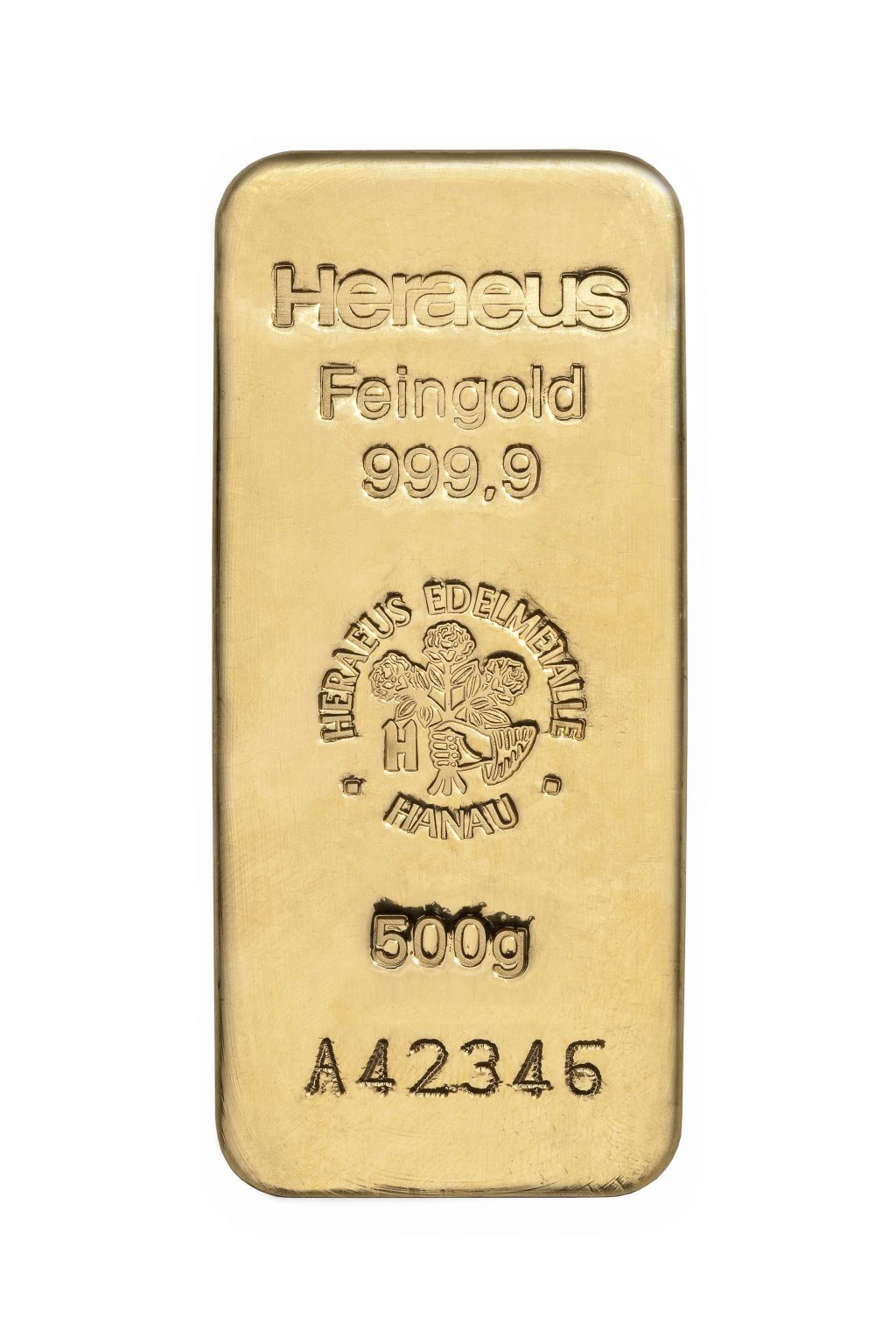 500g Heraeus Goldbarren 