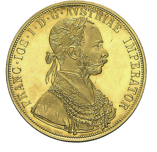 Vorderseite Gold Österreich Münze 4 Dukaten  