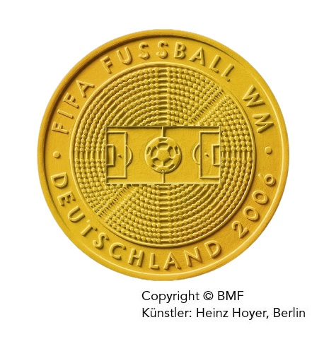 Goldeuro 100 Euro Münze 2005 zur Fussball WM 2006 Vorderseite