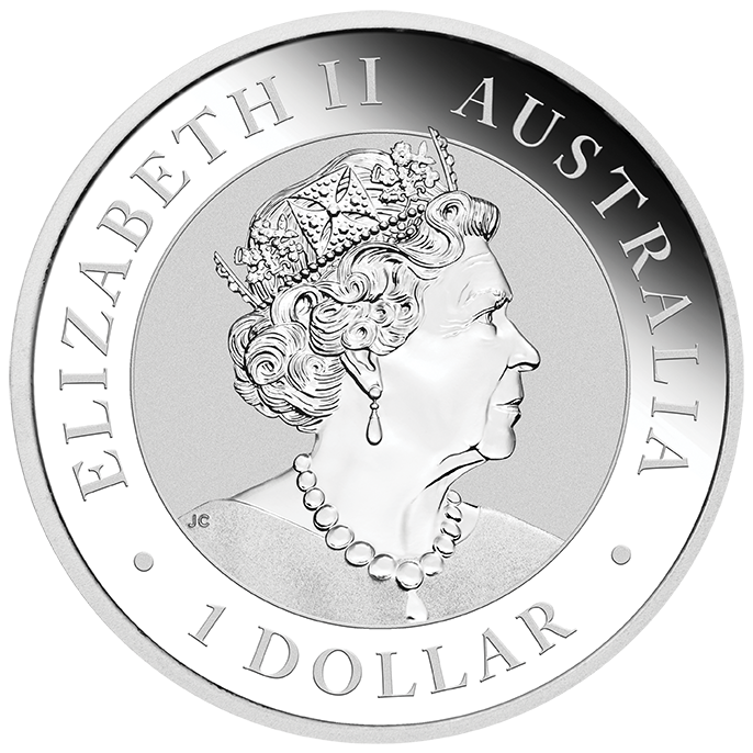 1 Dollar Kookaburra Münze mit Elizabeth der zweiten silber