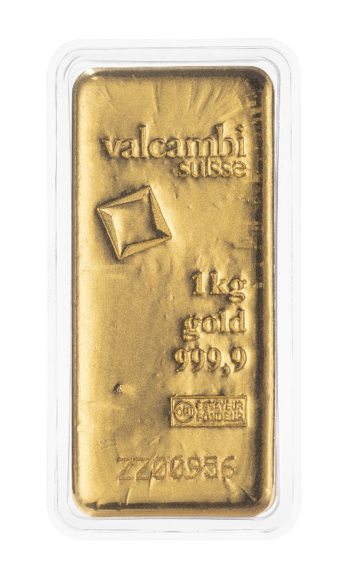 1kg Goldbarren Vorderseite Valcambi