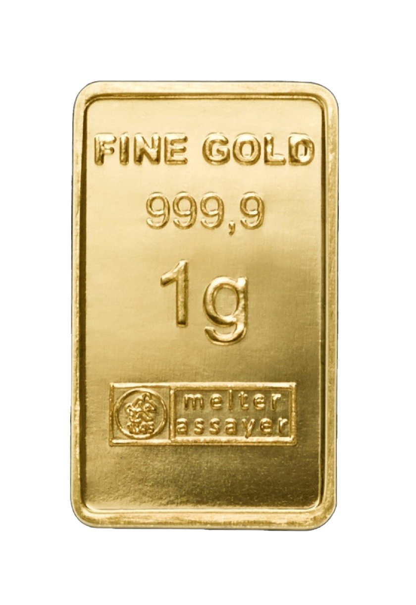 1g Goldbarren Vorderseite Heimerle und Meule
