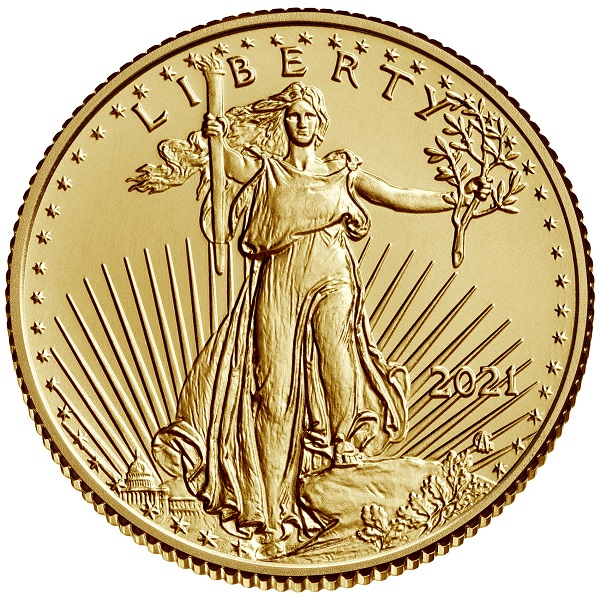 5 Dollar American Eagle - zehntel Unze Gold - Rückseite 2021 Liberty  Münze