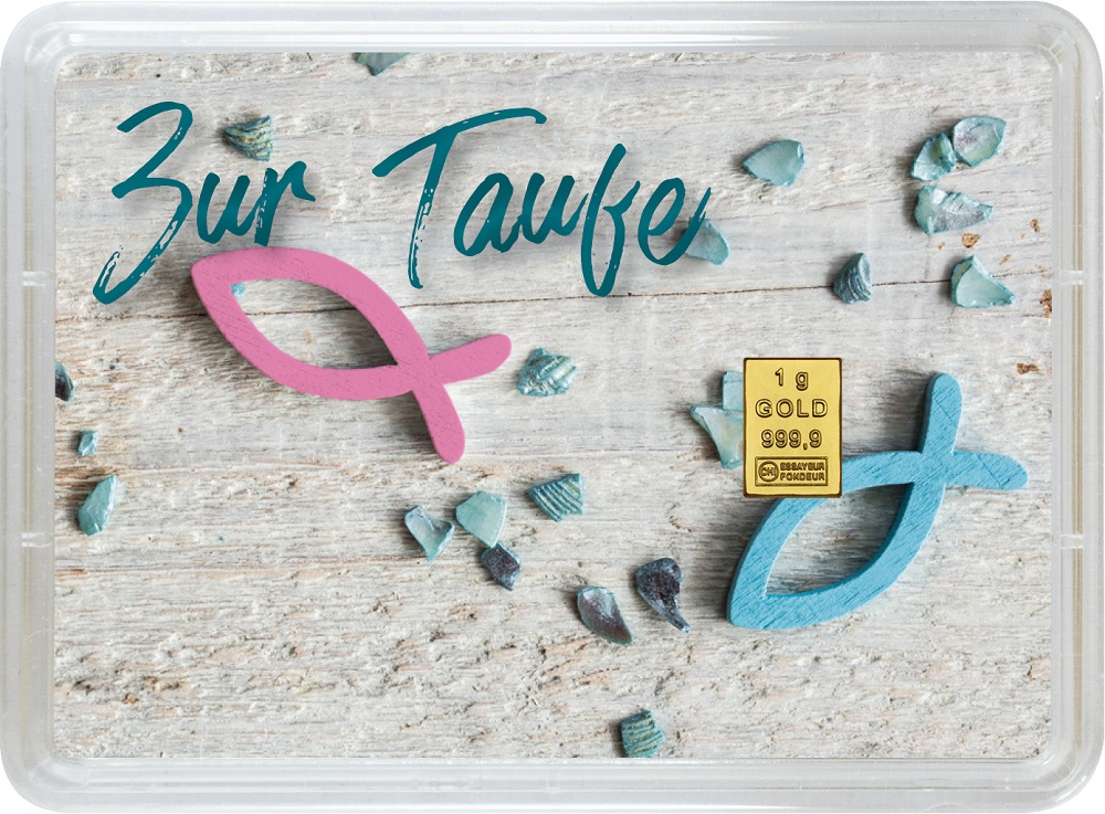 Geschenkbarren zur Taufe 1g Vorderseite
