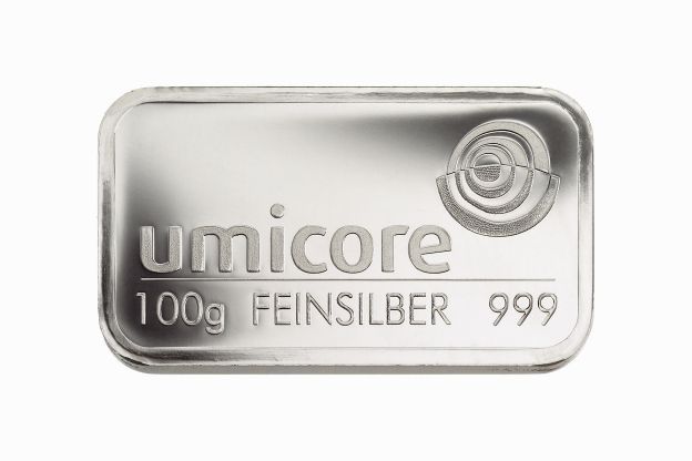 100g Umicore Silberbarren 