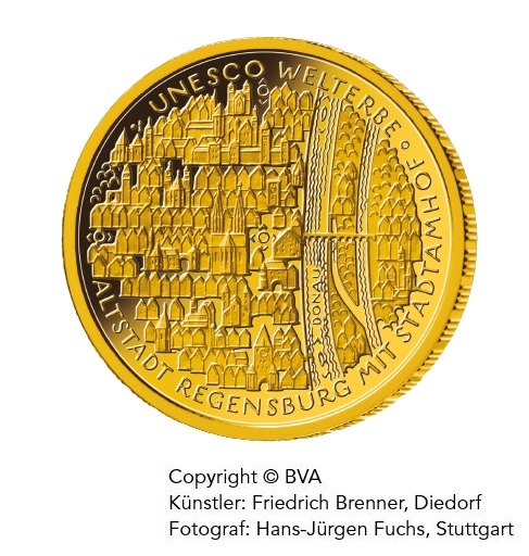 Goldeuro 100 Euro Goldmünze 2016 Regensburg Vorderseite