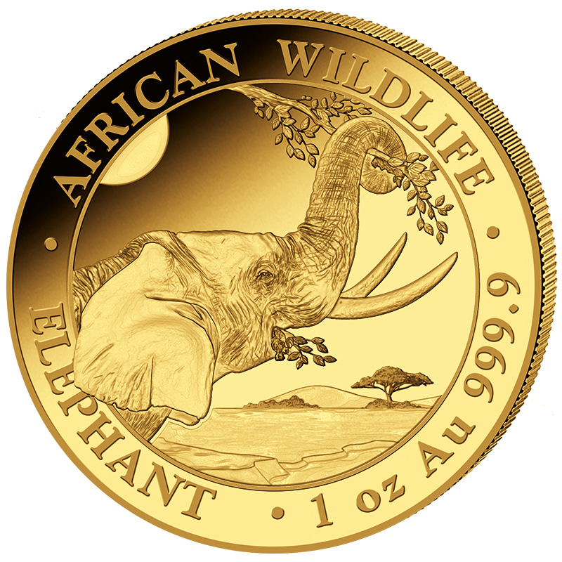 1 Unze Gold African Wildlife Somalia Elefant Moroder Scheideanstalt