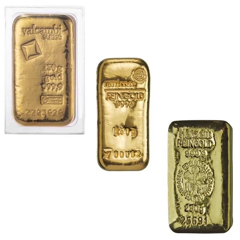 250g Goldbarren diverse Hersteller LBMA zertifiziert