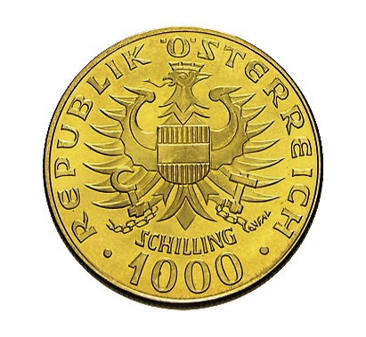 1000 Schilling Babenberger Goldmünze Österreich Rückseite