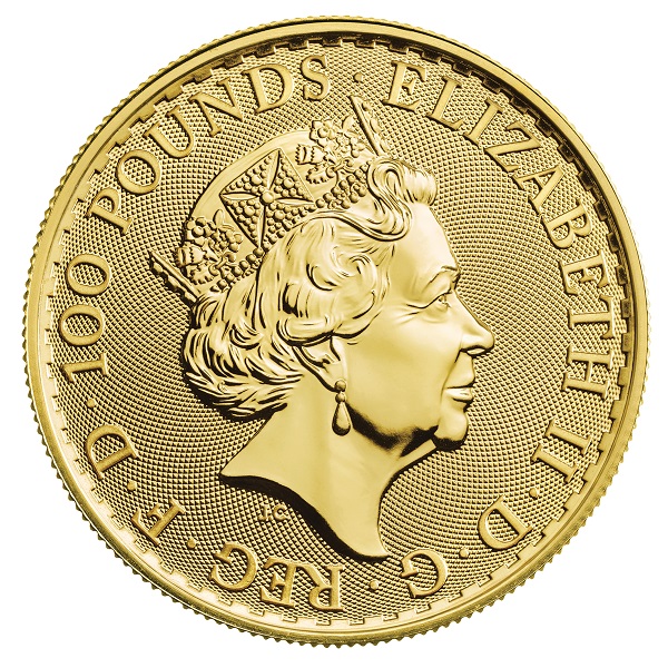 Britannia Goldmünze Vorderseite Queen Elisabeth II