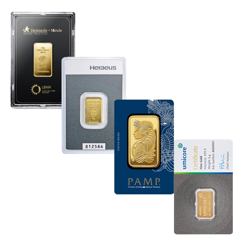 5g Goldbarren diverse Hersteller LBMA zertifiziert