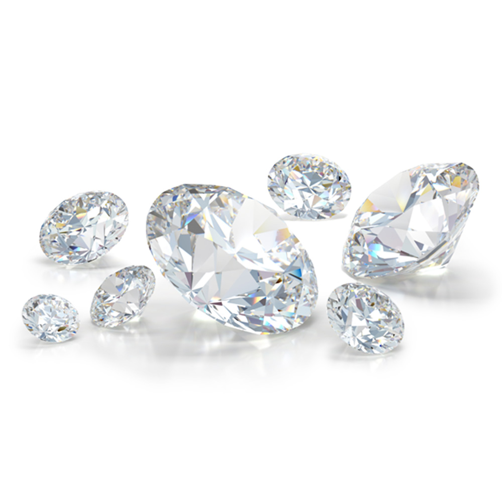 in-form-gefeilte-diamanten klare Diamanten in Form gefeilt