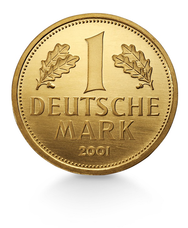 1 Deutsche Mark Rückseite mit Schatten von 2001 1 dm