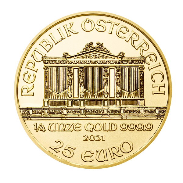  25 Euro Wiener Philharmoniker - halbe Unze Gold - Vorderseite 2021 Republik Österreich