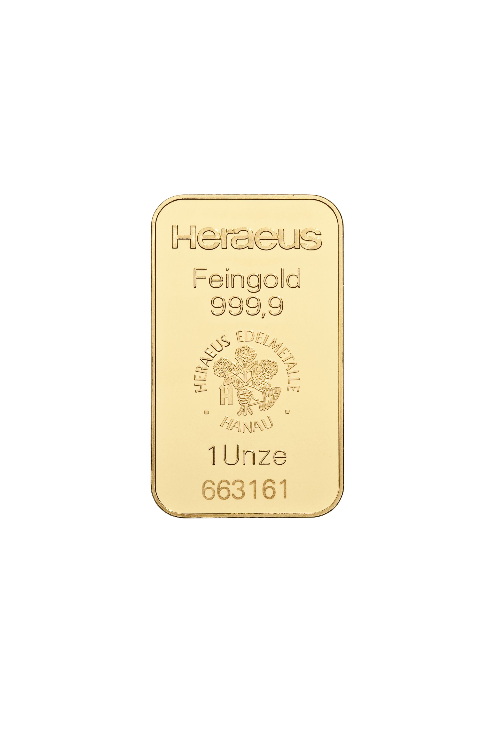 Goldbarren von Heraeus, 1 Unze