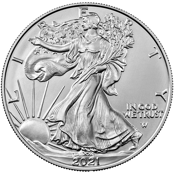 1 Dollar Eagle - 1 Unze Silber - Rückseite 2021 in god we trust