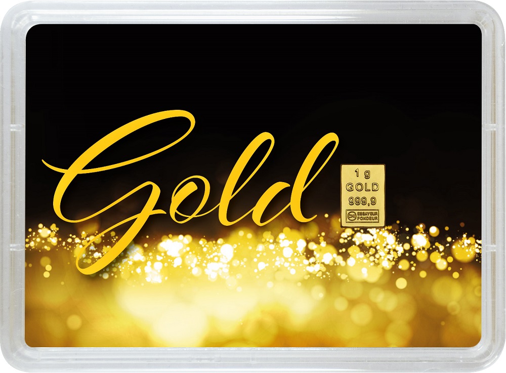 Geschenkbarren Gold statt Geld 1g Vorderseite