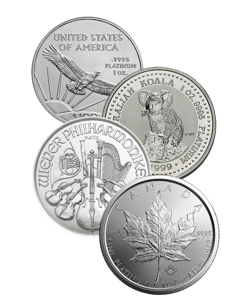 verschiedene Platinmünze, Amerika, Kanada, Australien und Wien 