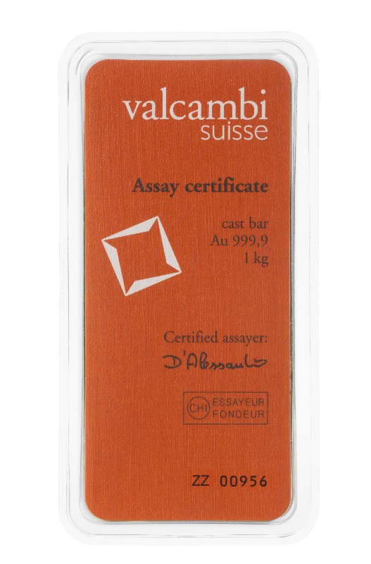 1kg Goldbarren Rückseite Valcambi