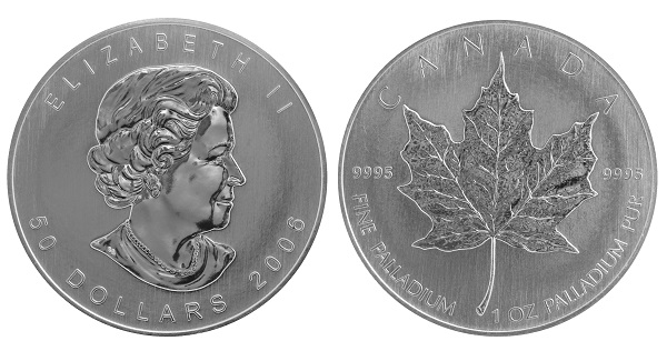 beidseitige-palladium-muenze-maple-leaf Palladiummünze Maple Leaf- Queen Elizabeth 2.